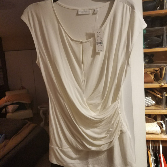 New York & Company Tops - NWT NEW YORK & COMPANY White Draped Top - MEDIUM